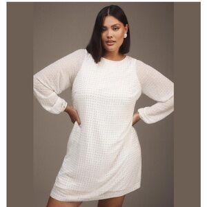 BHLDN by Anthropologie Angeline Tie Back Cream Sequined Mini Dress Size 1X